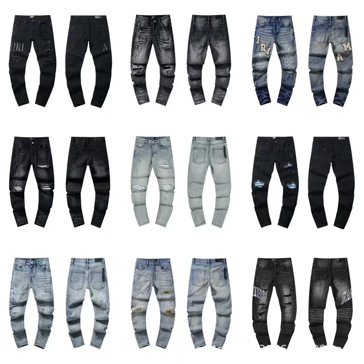Casual jeans with ripped holes, hot diamond embroidery from OutfitReps