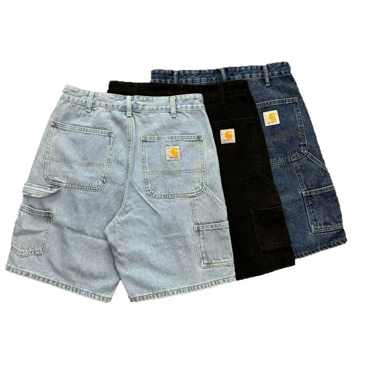 Washed black cargo denim shorts from OutfitReps