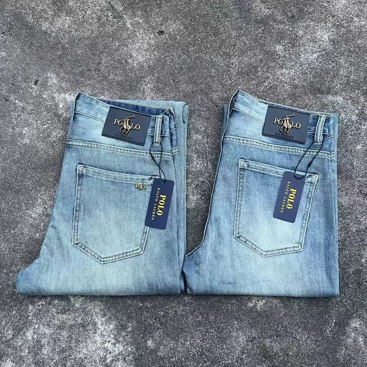Classic Pony Spring and Summer Jeans Slim Retro Light Luxury Print Men's Casual Straight from OutfitReps