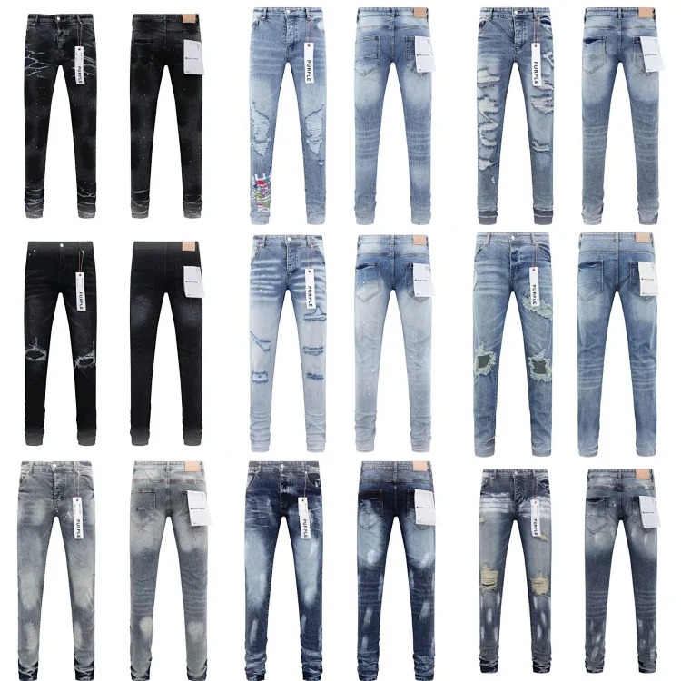 PURPLE BRAND JEANS American fashion high street men's casual ripped denim trousers with sl from OutfitReps