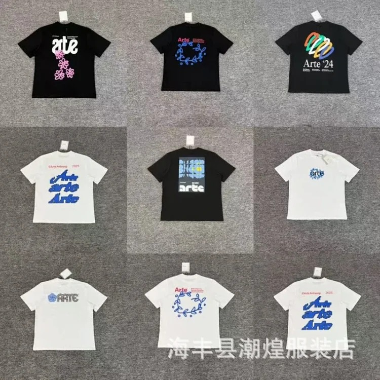 New style flower leaves rose letter print short-sleeved T-shirts for men and women couples from OutfitReps